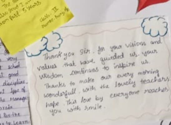 Handwritten note from an SSV student