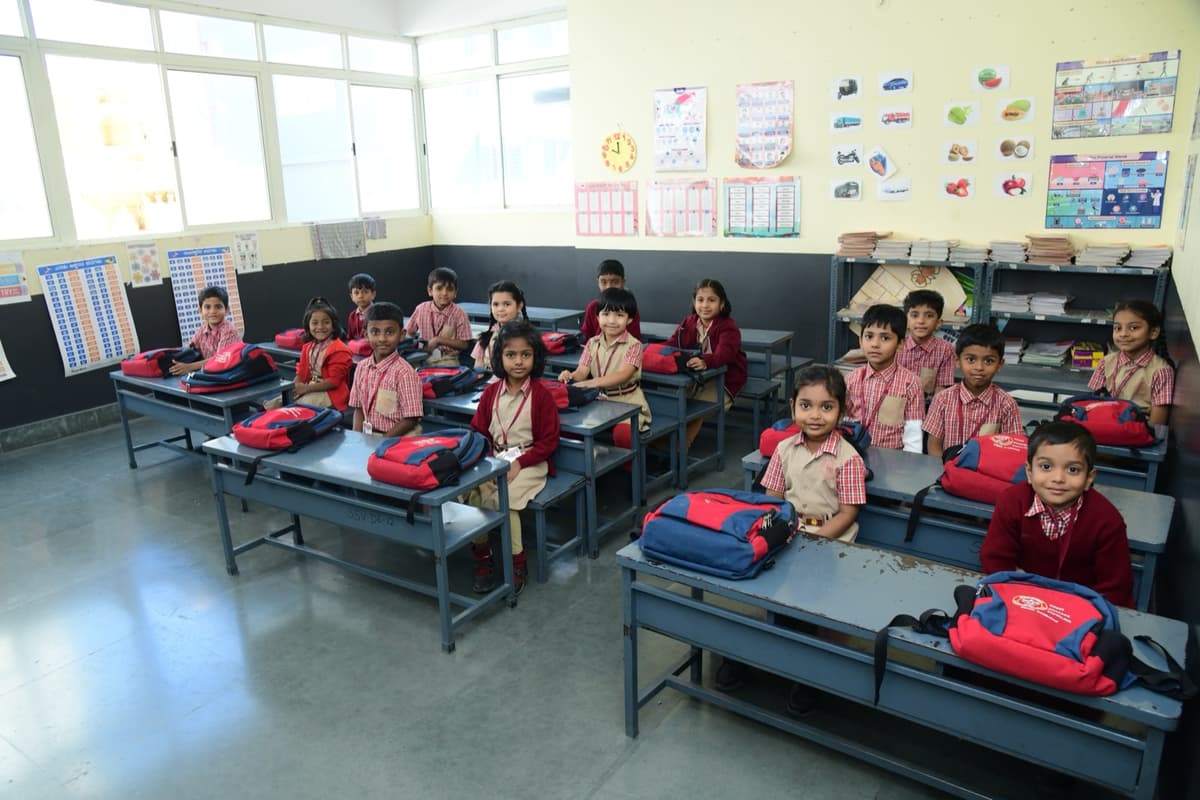 Primary classroom with students